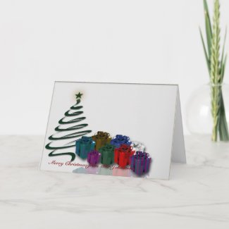 Modern Christmas Tree Graphic w/ Bright Presents Greeting Card