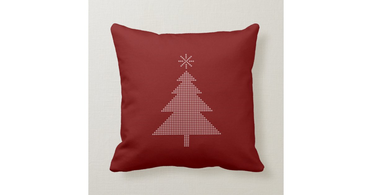 Modern Christmas Tree Red Pillow Zazzle