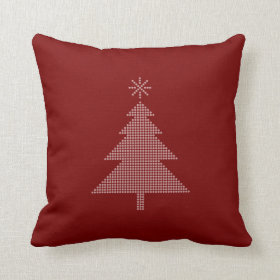 Modern Christmas Tree Red Pillow