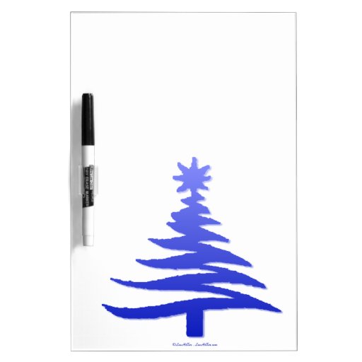 Modern Christmas Tree Stencil Print Blue Dry Erase Whiteboard | Zazzle
