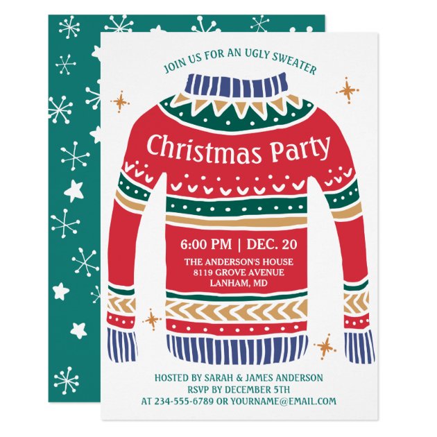 Modern Christmas Ugly Sweater Holiday Party Card