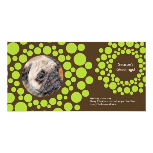 Modern Christmas Wreath Photo Card-Chocolate Brown