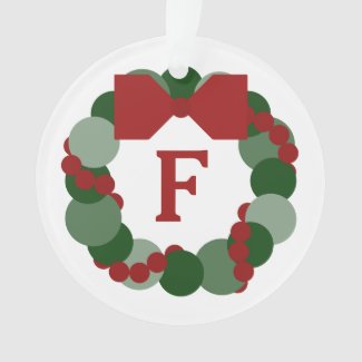 Modern Christmas Wreath with Monogram Ornament