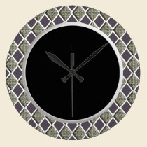 modern chrome, lavender & grey diamond wall clock wall clocks