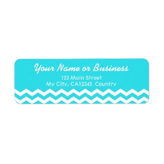 Modern, classic aqua blue and white chevron custom return address labels