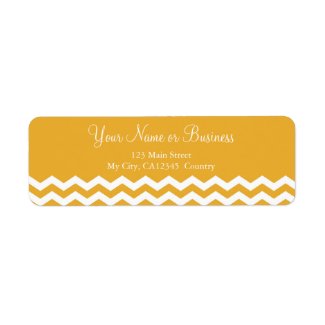 Modern, classic golden and white chevron custom custom return address label