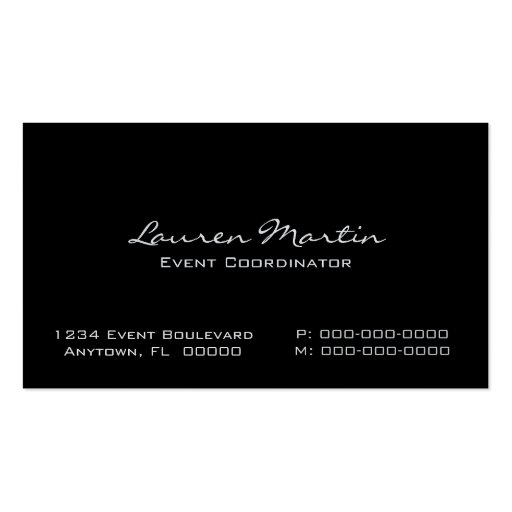 Modern Clean Diamond Business Card, Black & White (back side)