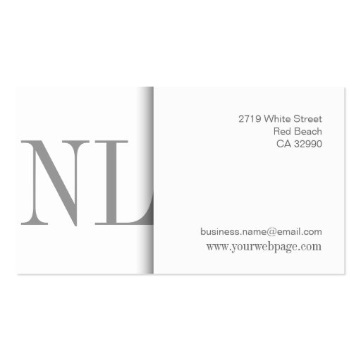 Modern Clean White Monogram Business Card (back side)