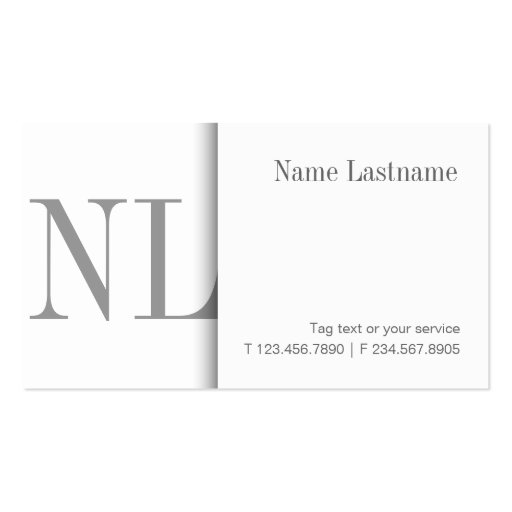 Modern Clean White Monogram Business Card (front side)
