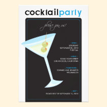 Modern Cocktail Party Invitation (aqua) invitations