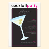 Modern Cocktail Party Invitation (fuschia) invitations