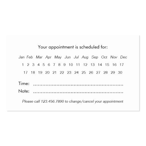 Modern Collage Appointment Reminder Card - Black Business Card Templates (back side)