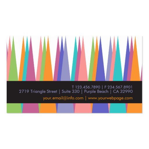 Modern Color Tall Triangles Profile Business Card (back side)