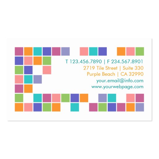 Modern Color Tiles Mosaic Profile Business Card (back side)
