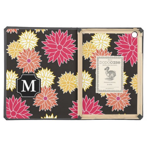 Modern Colorful Floral Pattern  Monogrammed Cover For iPad Air