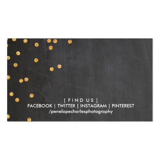 MODERN colorful gold glitter confetti chalkboard Business Card Templates (back side)