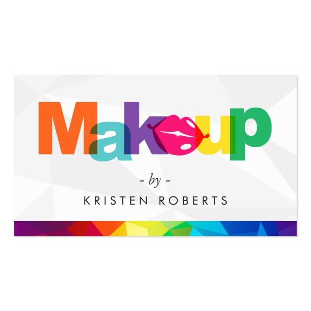 Modern Colorful Makeup Artist Typography Lips Business Card
