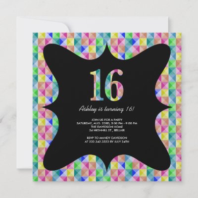 Sweet Party Invitations on Modern Colorful Sweet 16 Invitations From Zazzle Com