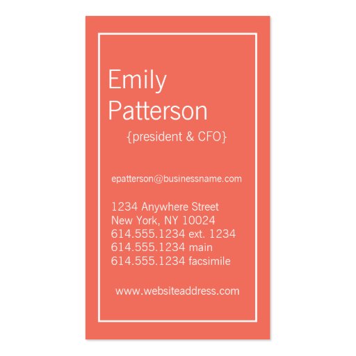 Modern Colors :: Emberglow & White Business Card