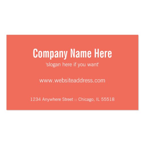 Modern Colors Emberglow & White Design 2 Card Business Card Template (back side)