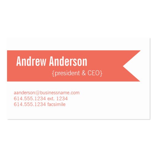 Modern Colors Emberglow & White Design 2 Card Business Card Template (front side)