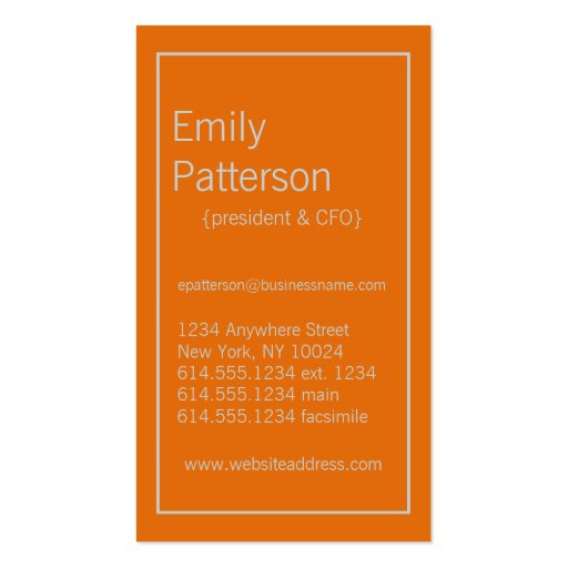 Modern Colors Light Gray & Orange 2 Business Card (front side)
