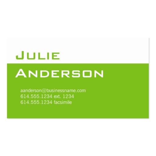 Modern Colors Lime Green & White Business Card 1