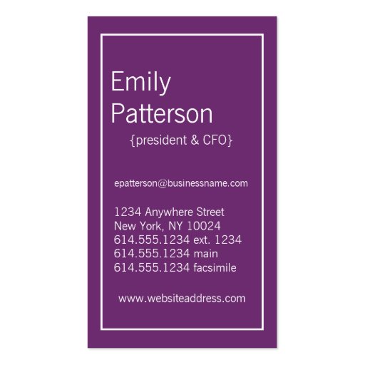 Modern Colors :: Phlox & White Business Card (front side)