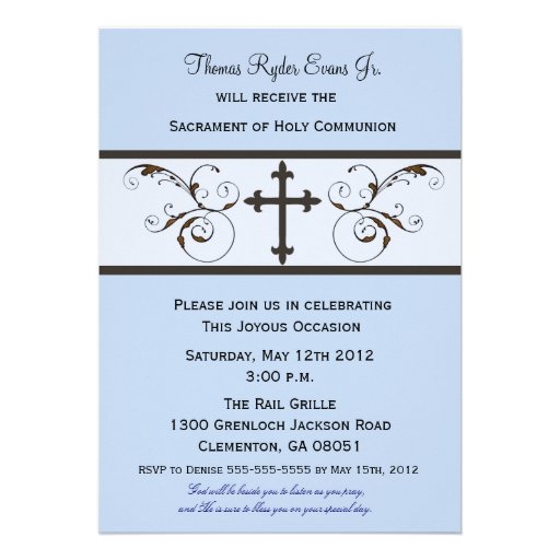 Modern Communion Invitations for Boys (front side)