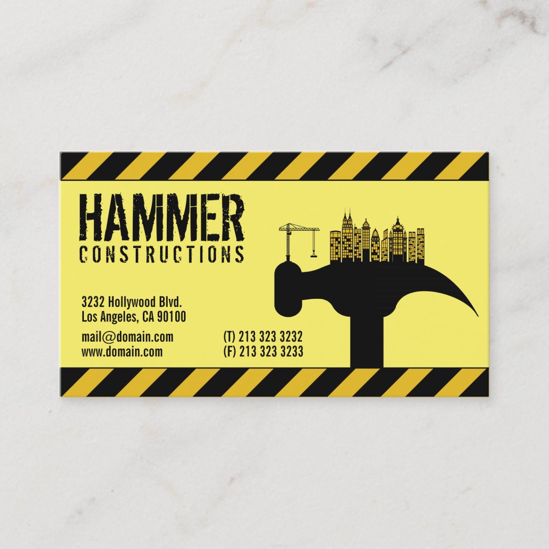 Modern Construction Builder Contractor Business Card Zazzle