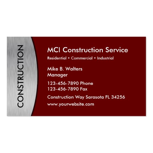 Modern Construction Business Card Template Zazzle