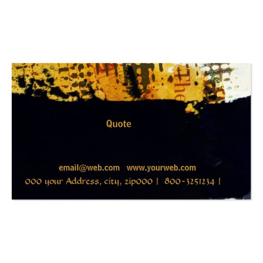 Modern Contemporary Abstract Art  Black  Gold Business Cards (back side)