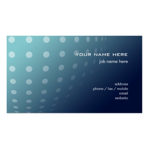 Modern Contemporary Abstract Dots Aqua Gradient Business Card (back side)