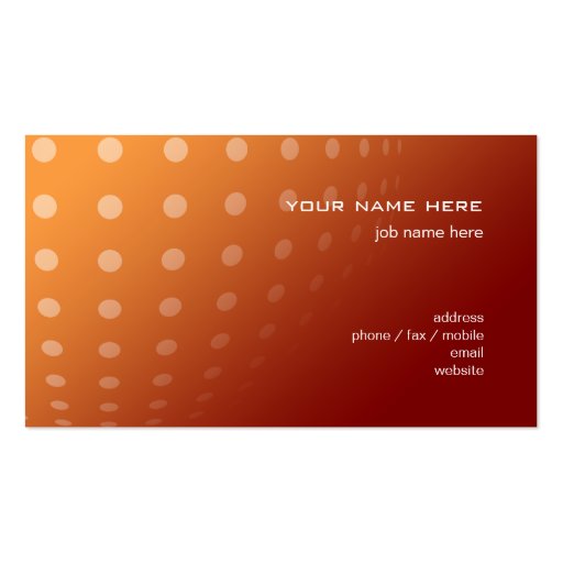 Modern Contemporary Abstract Dots Orange Gradient Business Card Template (back side)