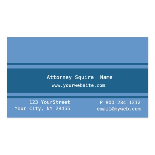 Modern Contemporary Attorney Law Cool 2 Blues Business Card Template (back side)
