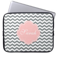 modern, cool chevron monogram, text laptop sleeves