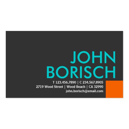 Modern Cool Colors Orange Turquoise Business Card (back side)