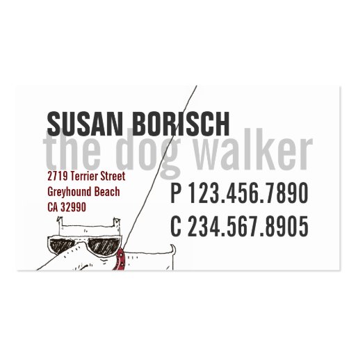 Modern Cool Dog Walker White Profile Card Template Business Cards
