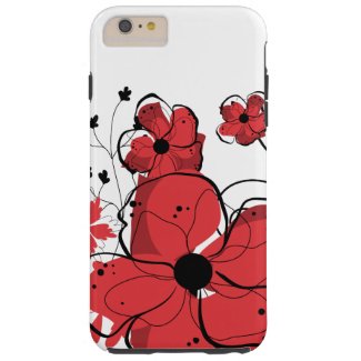 Modern Cool Girly Red and Black Flowers