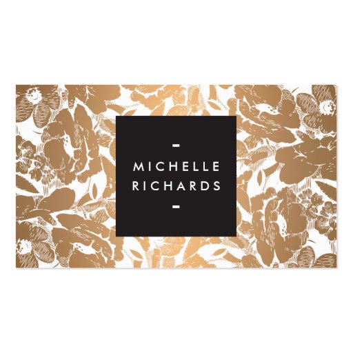 Modern Copper Flowers Business Card Business Card Templates (front side)