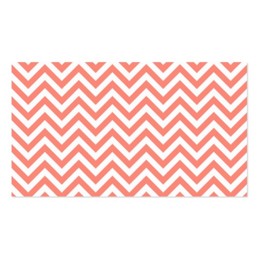 Modern Coral and White Chevron Pattern Business Cards (back side)