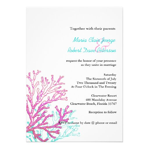 Modern Coral Beach Destination Wedding Invitation