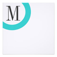 Modern Corner Monogram in Aqua Invites