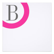 Modern Corner Monogram in Pink Custom Announcement