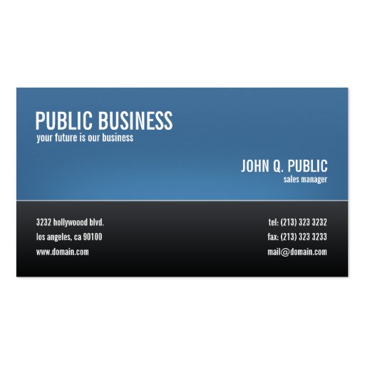 Modern Corporate Black and Blue Business Card (front side)