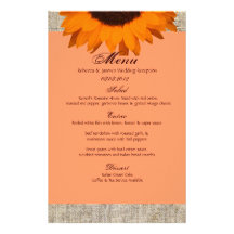 Modern Country burlap  orange Sunflower wedding Stationery Design