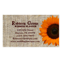 Modern Country orange Sunflower burlap fashion Business Card Templates