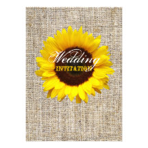 modern country wedding yellow Sunflower burlap Invite