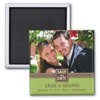 Modern Couple Save The Date Magnet (Lime) magnet