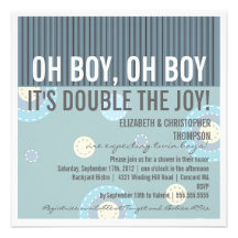 Modern Couples Twin Boy Baby Shower Invitation